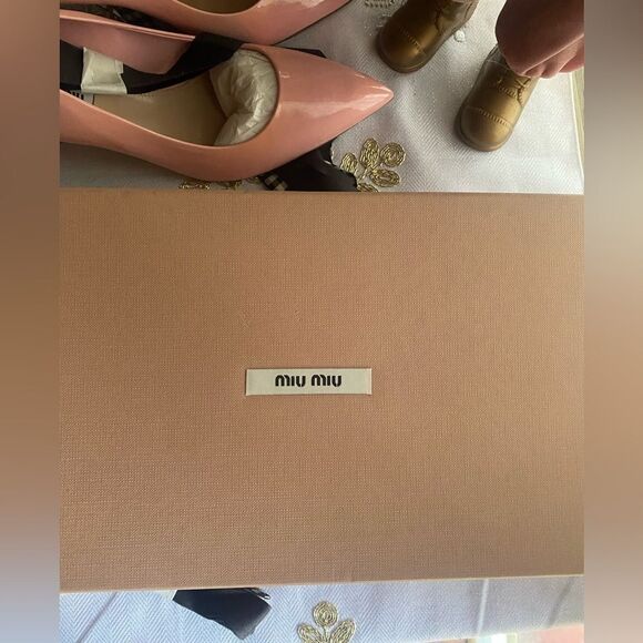 Miu Miu new pink stilettos with black and white ribbon size 41 made in Italy - Picture 5 of 15